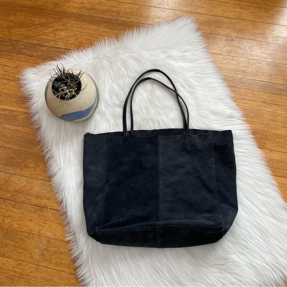 Mango large suede leather tote bag - Picture 1 of 9